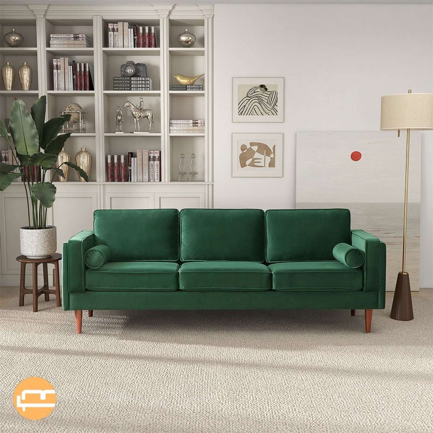 Fordham Dark Green Velvet Sofa - image-4