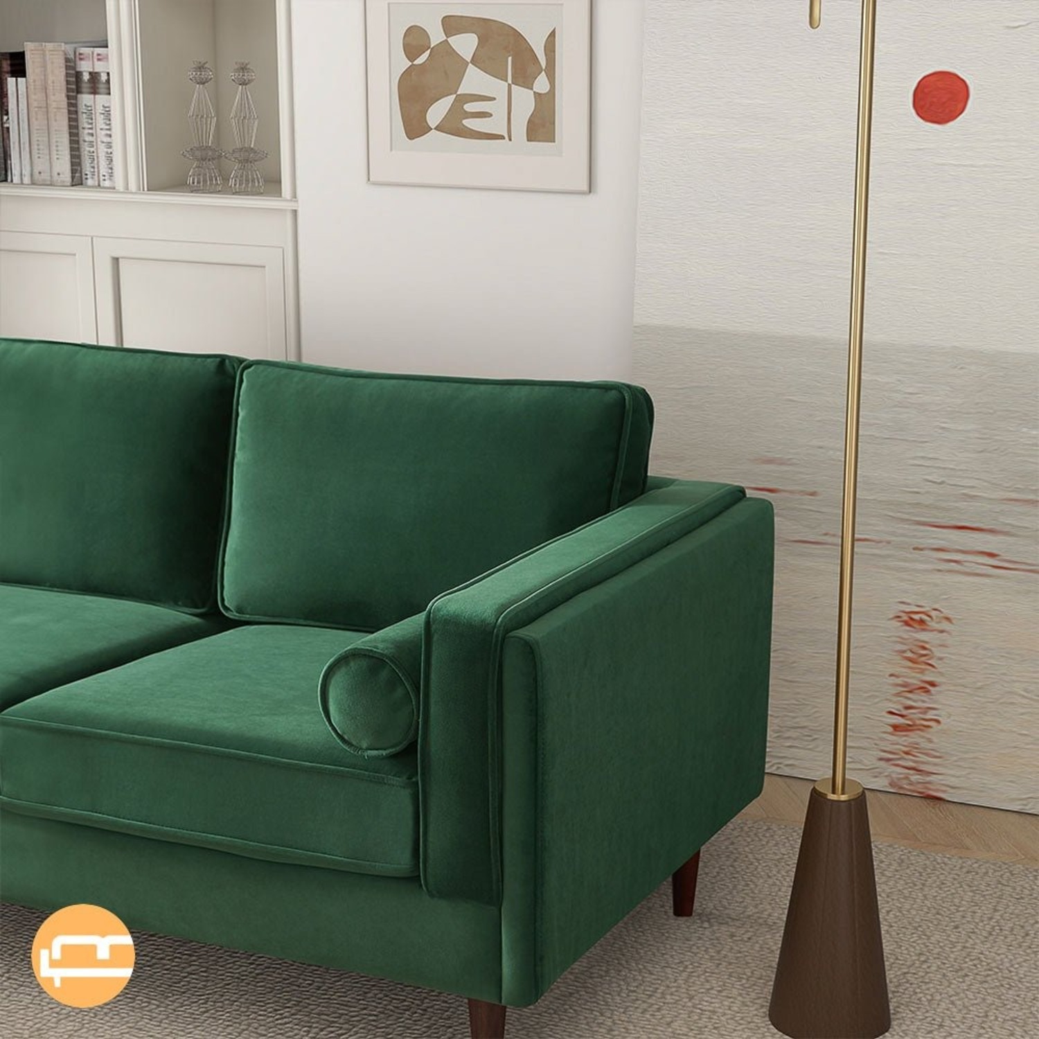 Fordham Dark Green Velvet Sofa - image-2