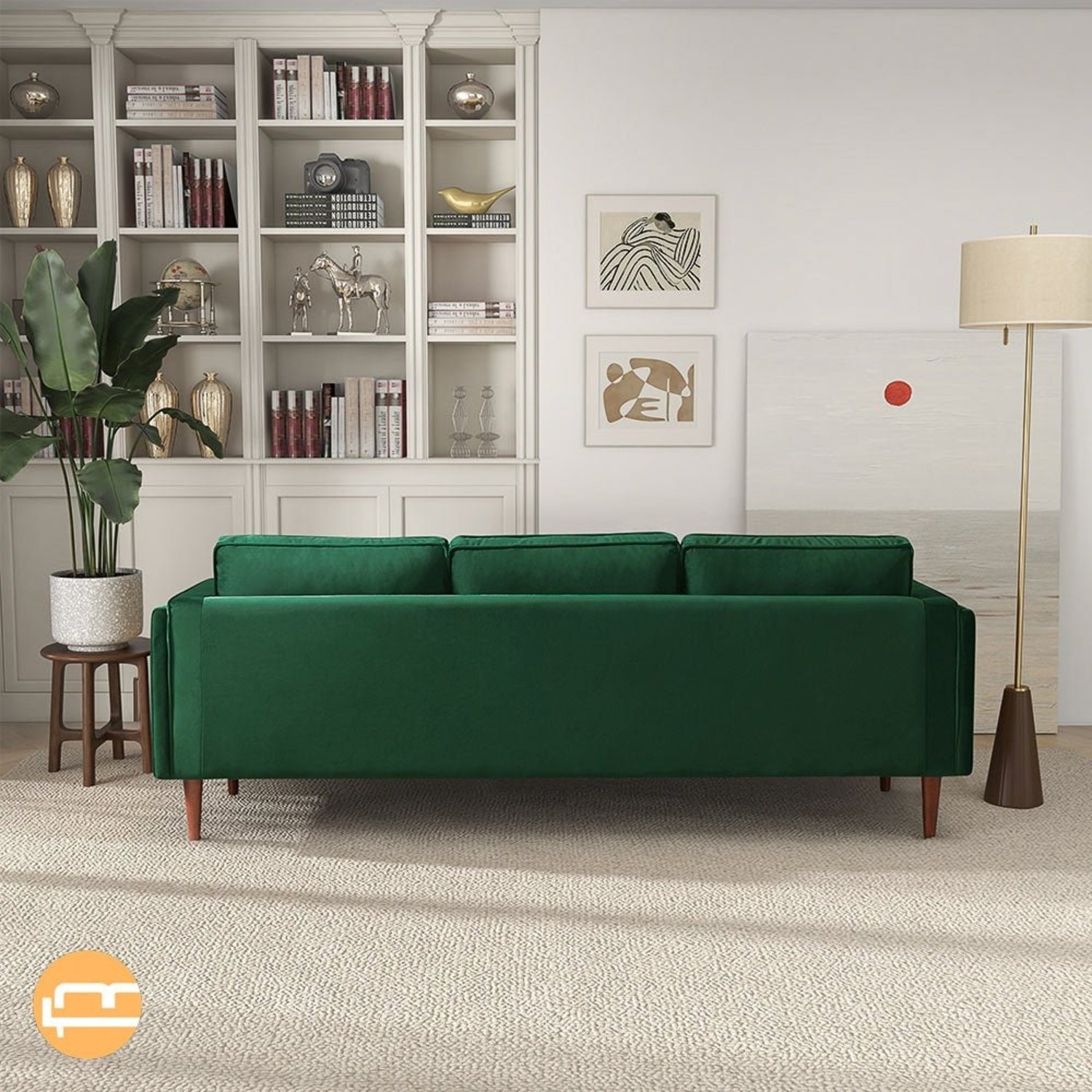 Fordham Dark Green Velvet Sofa - image-3