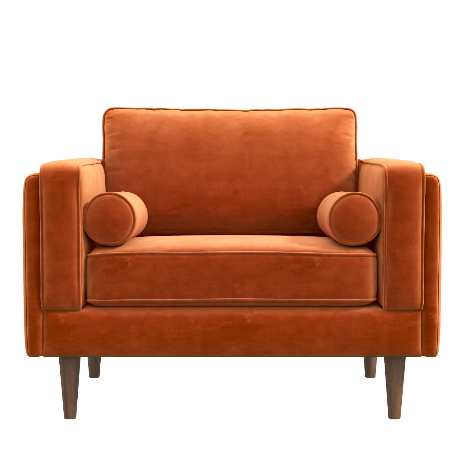 Fordham Burnt Orange Velvet Lounge Chair - image-1