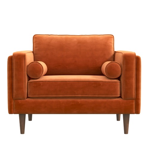 Used Fordham Burnt Orange Velvet Lounge Chair for sale on AptDeco