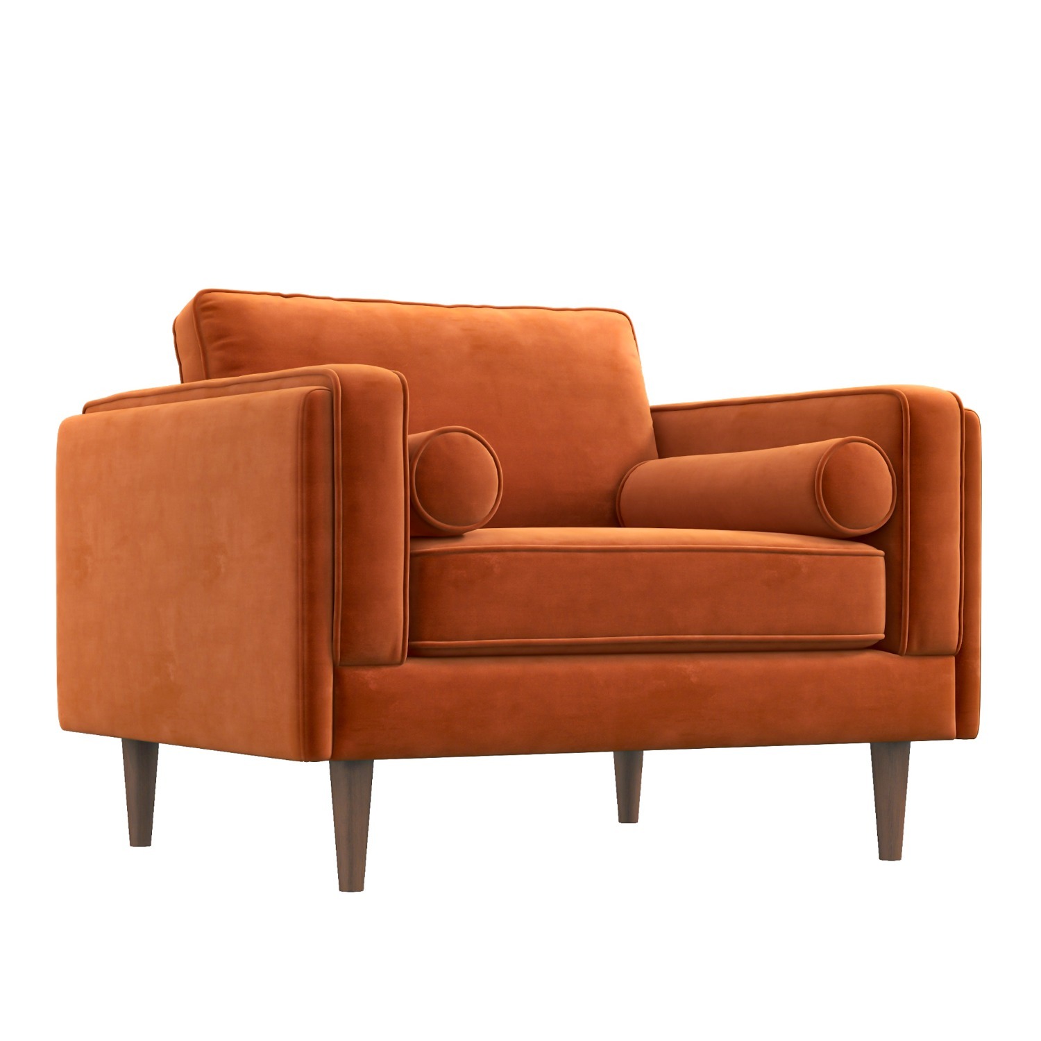 Fordham Burnt Orange Velvet Lounge Chair - image-0