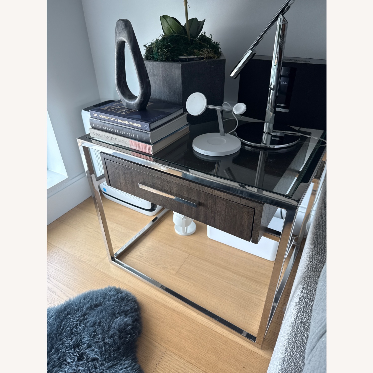 Restoration Hardware Glass Top Bedside Tables  - image-1