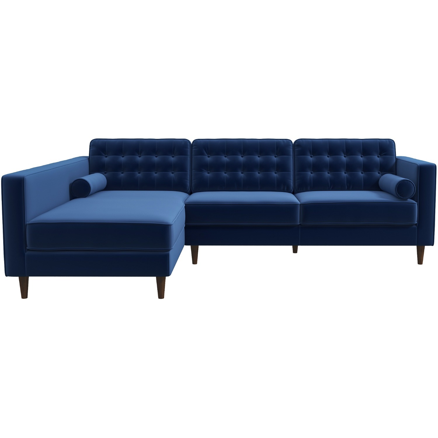 Olson Midnight Blue Velvet Sectional Sofa - image-0
