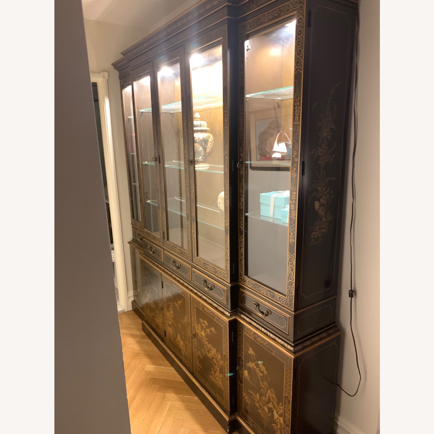 Chinoiserie Lighted Storage Cabinet - image-1