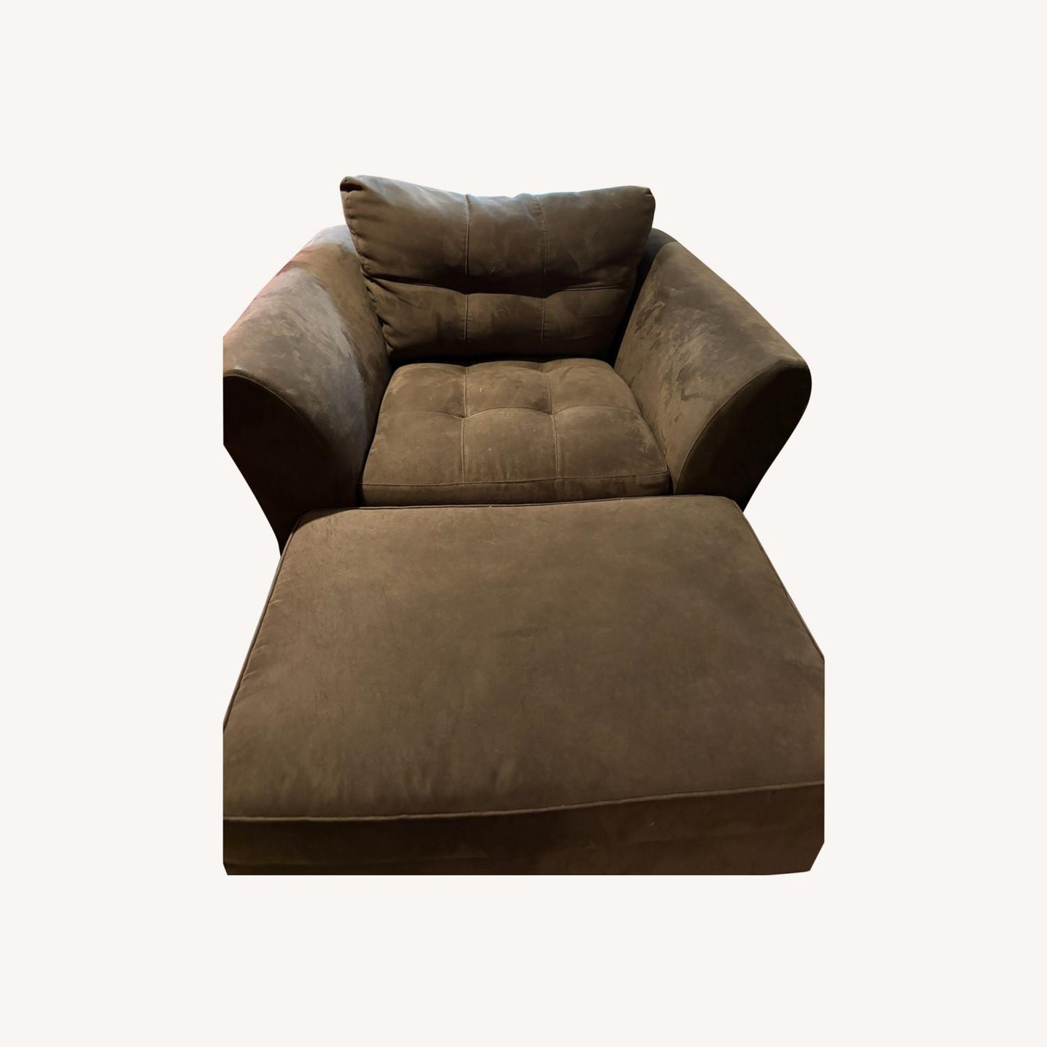 Ethan Allen Large Chair and Ottoman - image-0