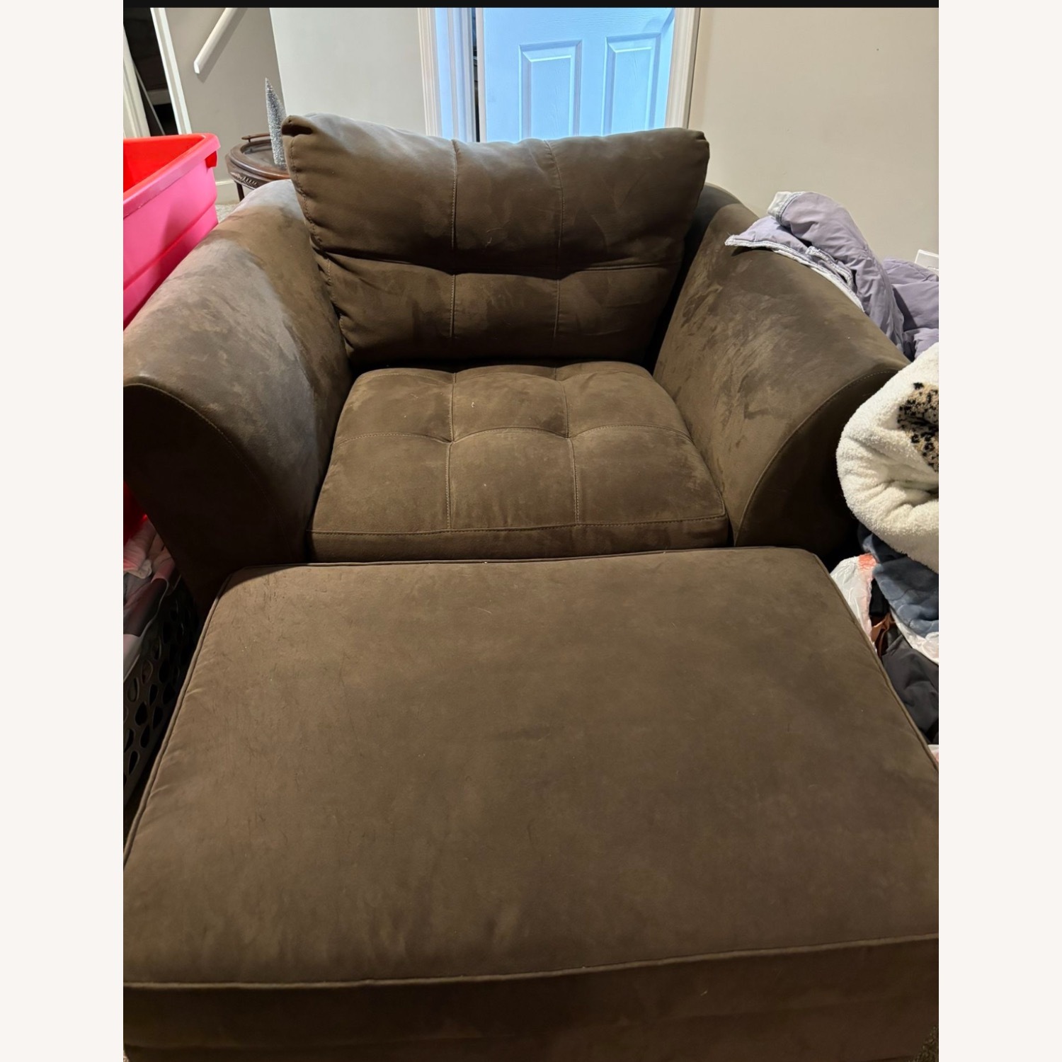 Ethan Allen Large Chair and Ottoman - image-1