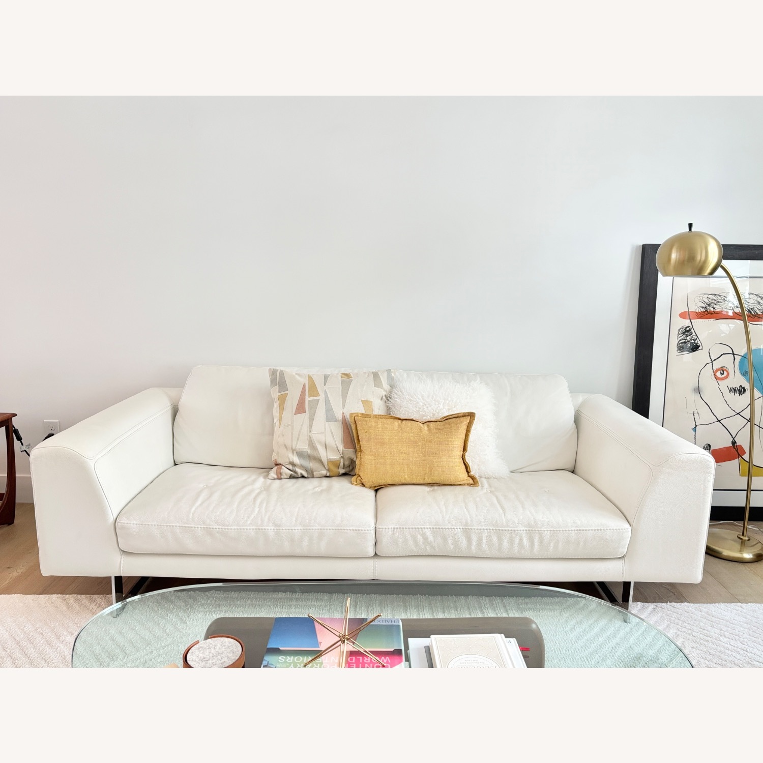 Roche Bobois White Leather Sofa - image-1