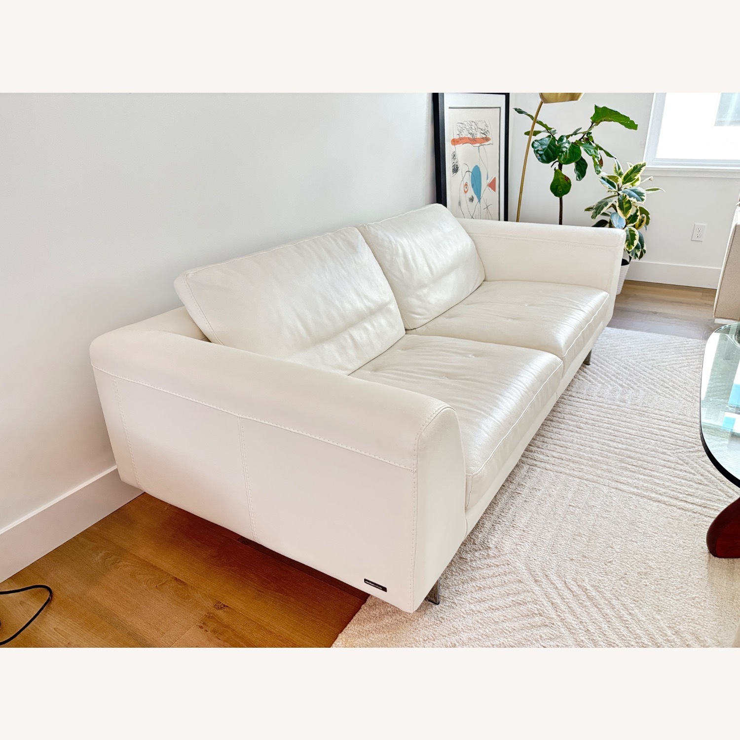 Roche Bobois White Leather Sofa - image-6