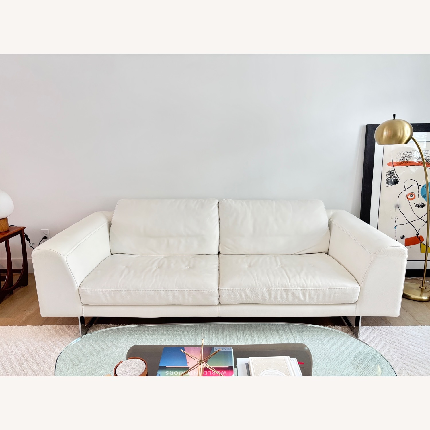 Roche Bobois White Leather Sofa - image-5