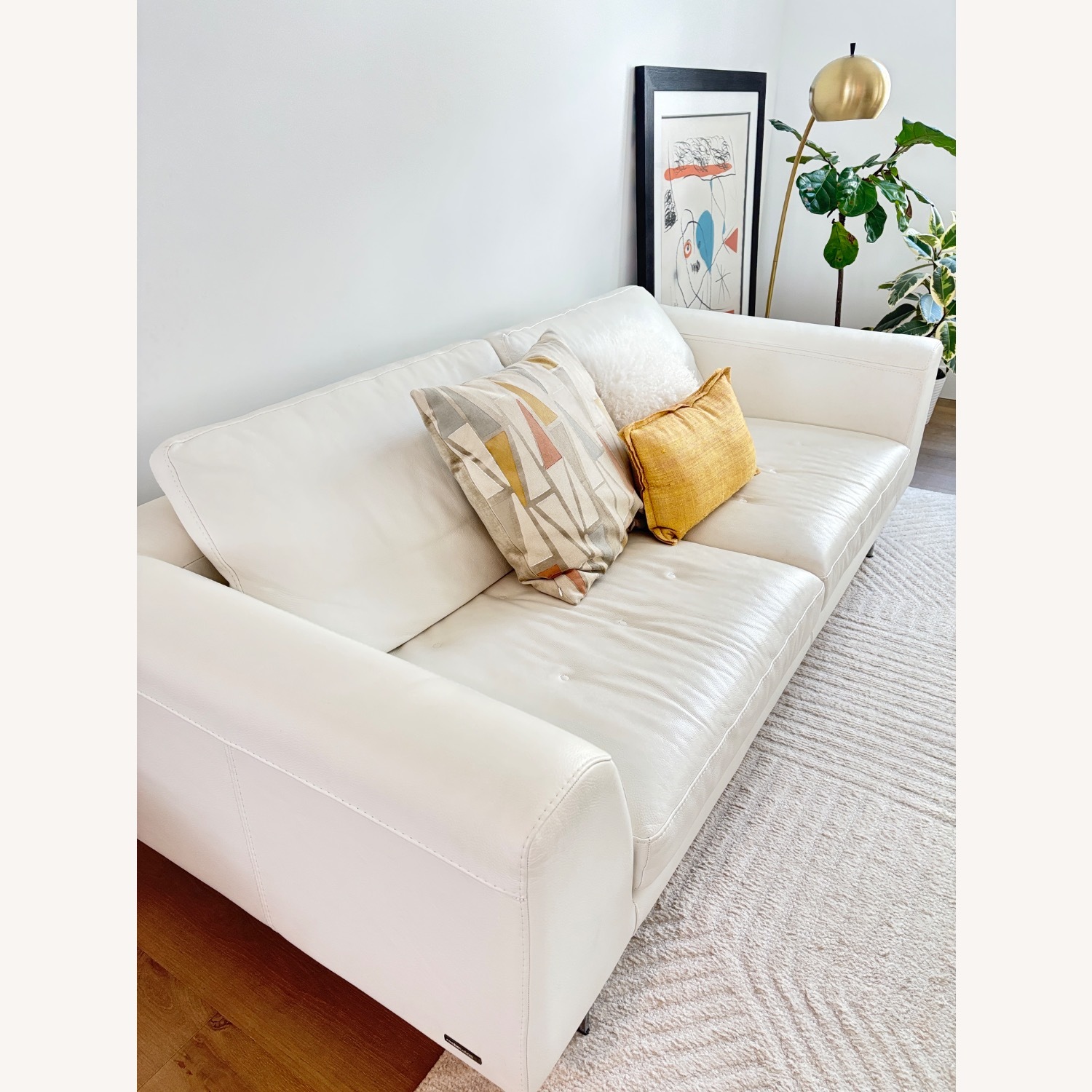 Roche Bobois White Leather Sofa - image-4