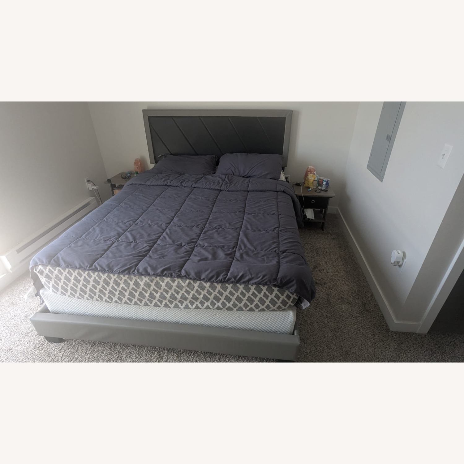 Soren Upholstered Faux Leather Platform Bed - image-1