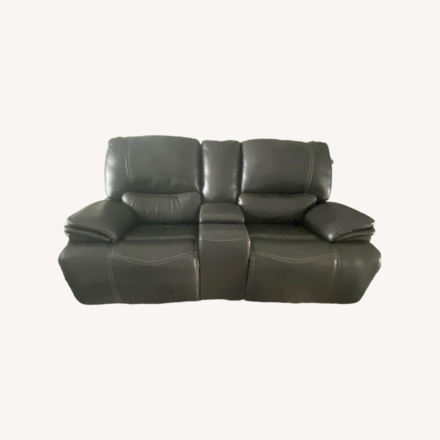 Dark Gray Leather Recliner Couch - image-0