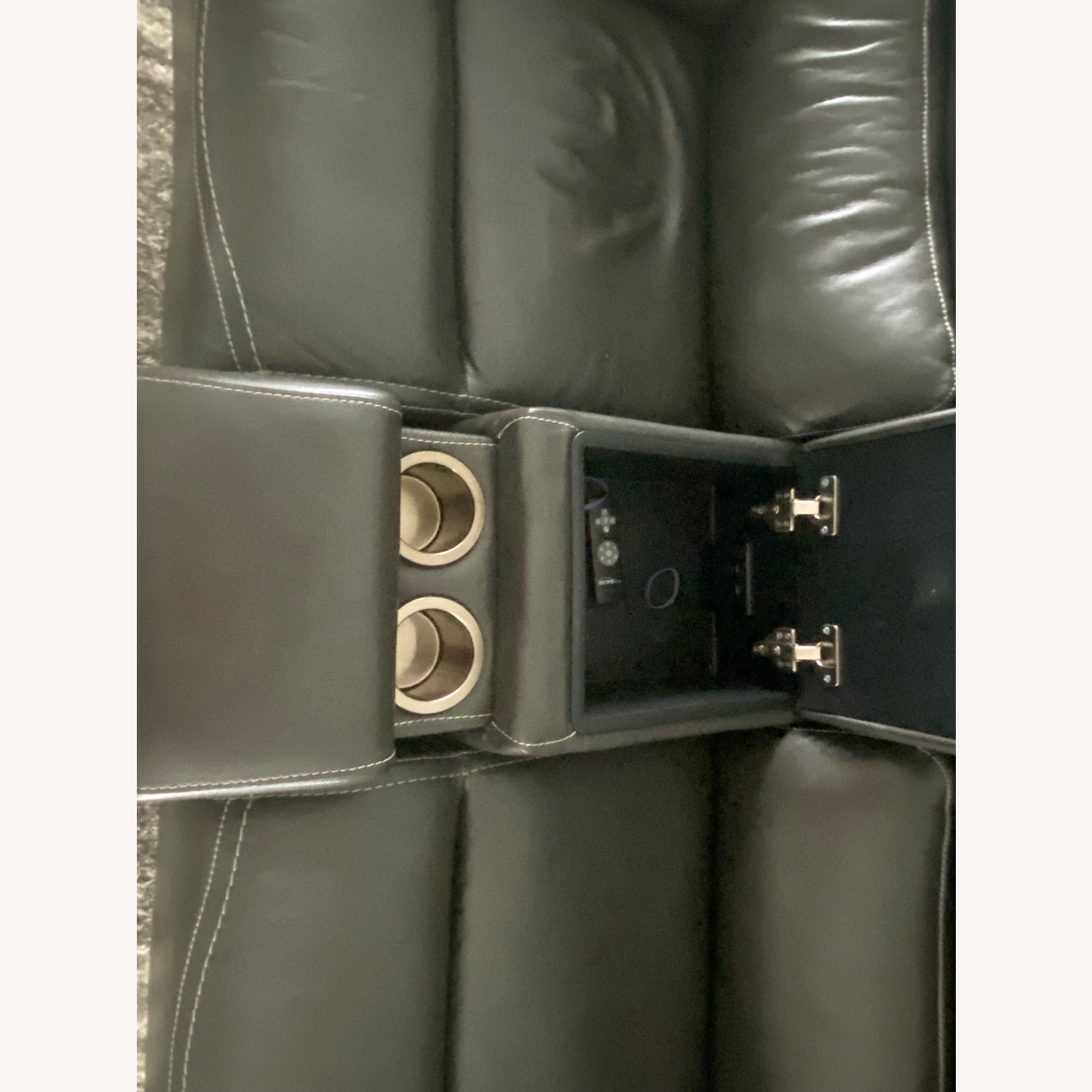 Dark Gray Leather Recliner Couch - image-2