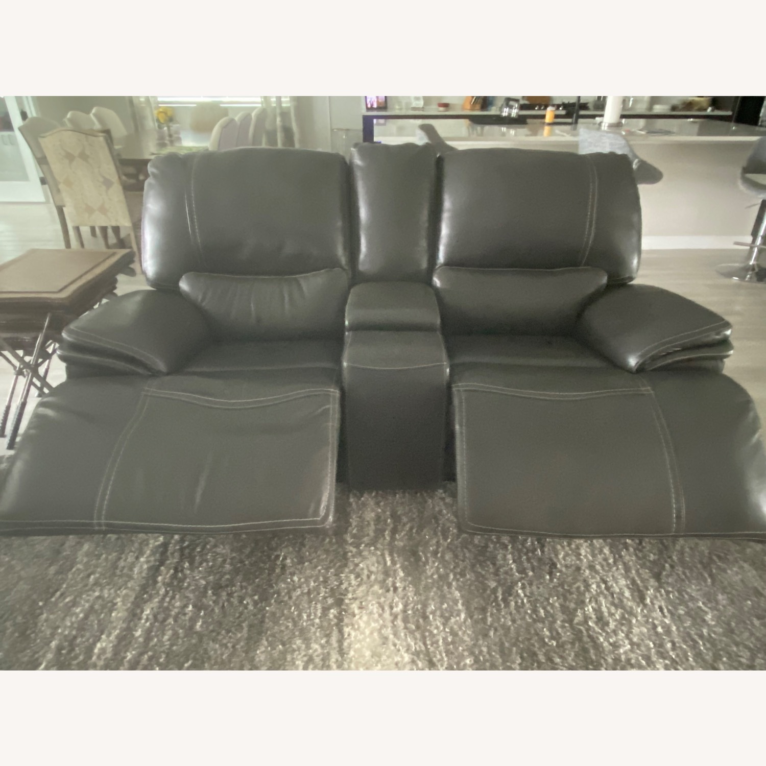 Dark Gray Leather Recliner Couch - image-1