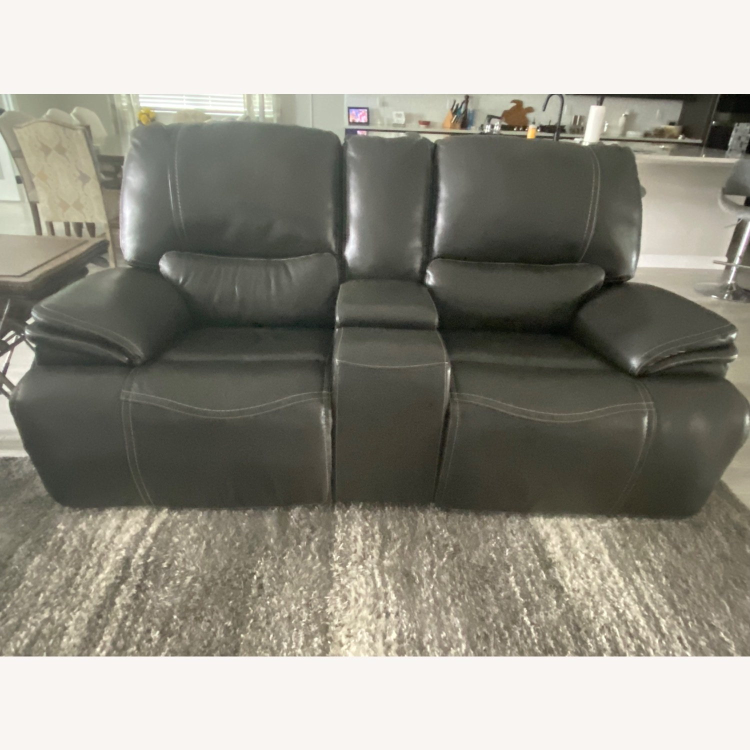 Dark Gray Leather Recliner Couch - image-5