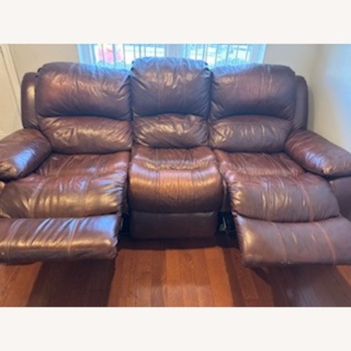 Used Raymour & Flanigan Bryant II Leather Reclining Sofa for sale on AptDeco