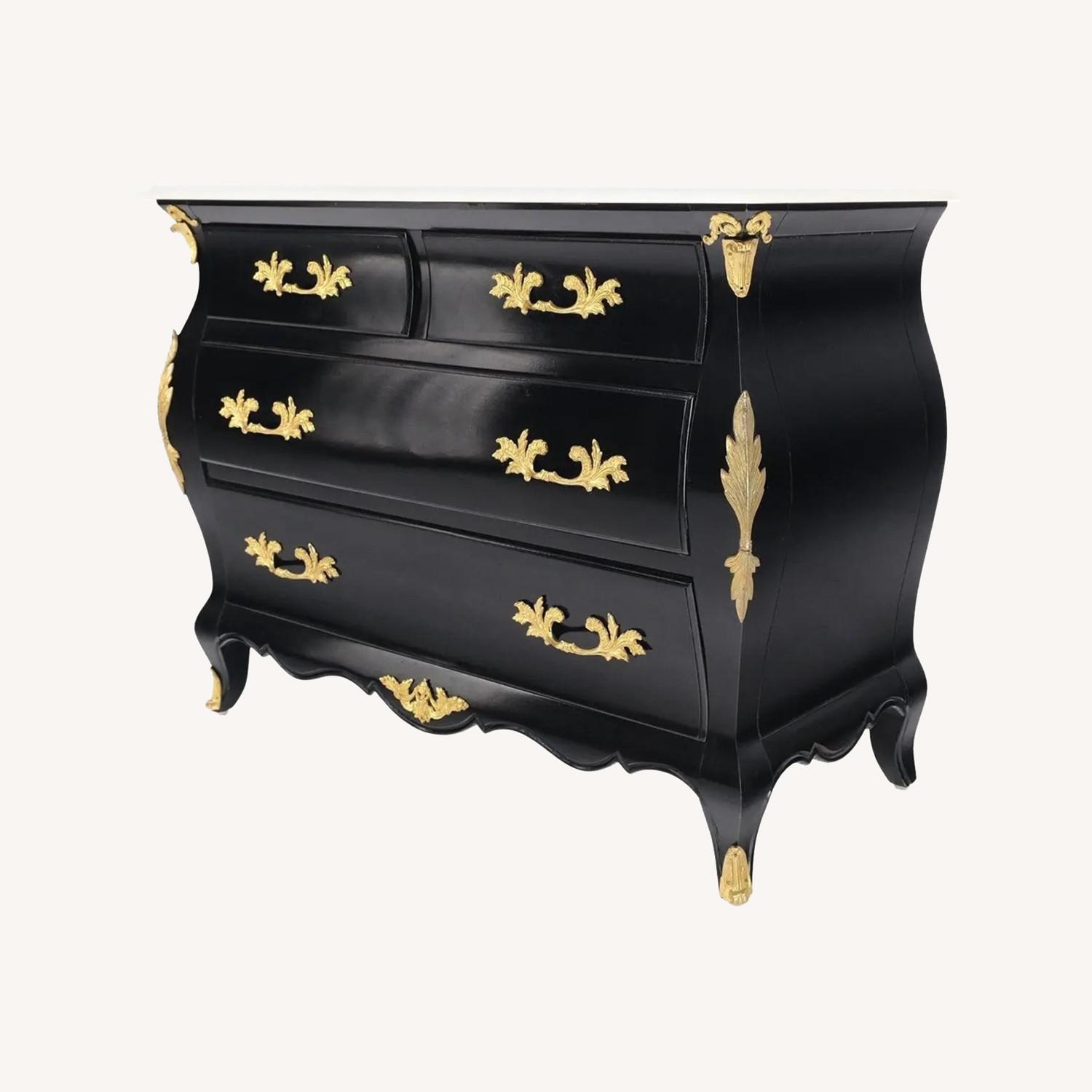 Marble Top Black Lacquer Bombay Dresser - image-0