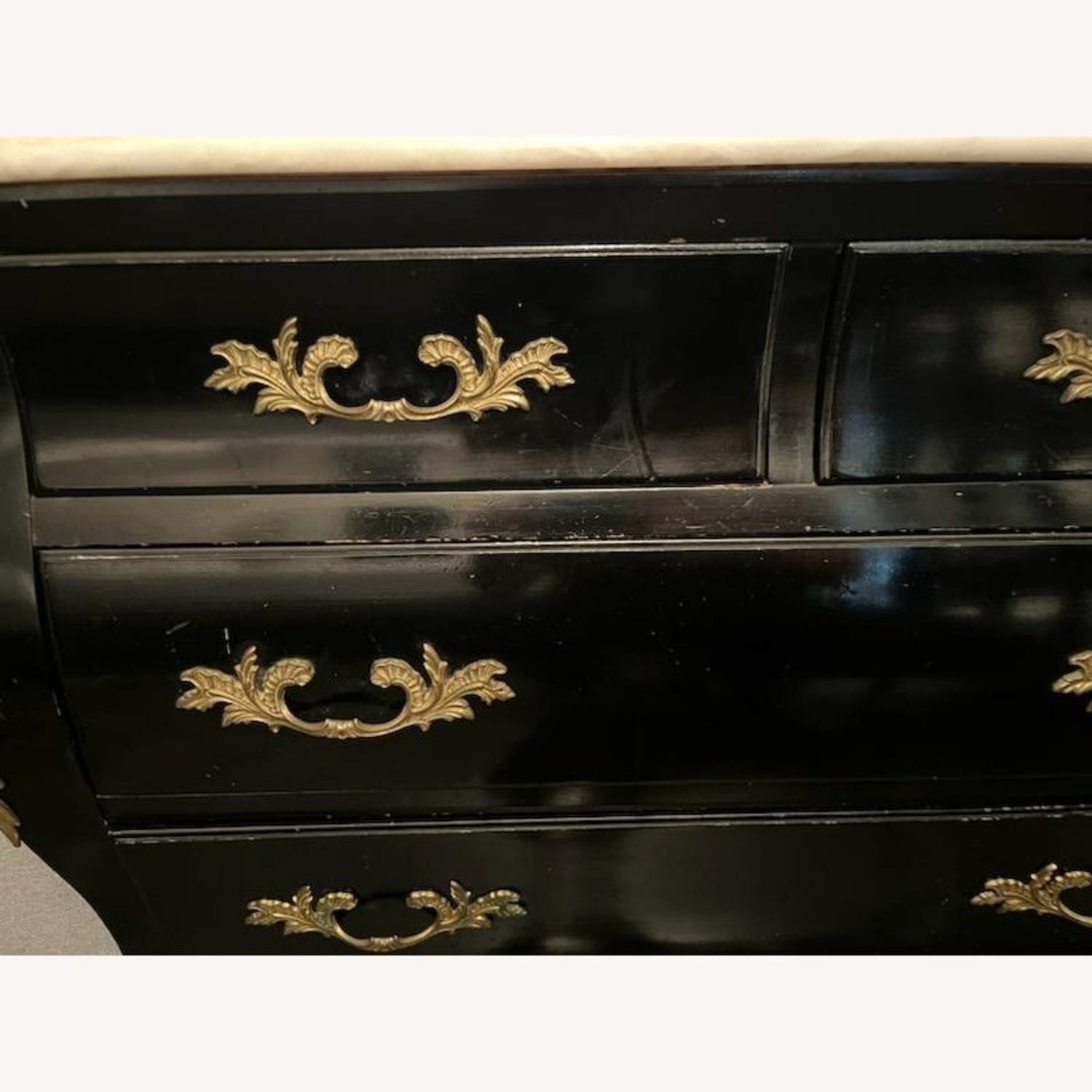 Marble Top Black Lacquer Bombay Dresser - image-5