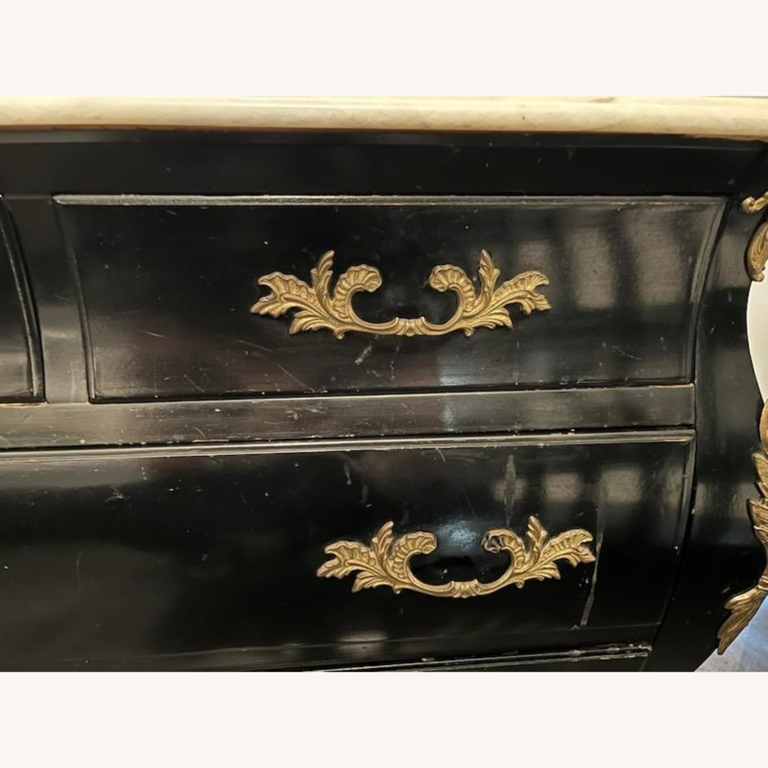 Marble Top Black Lacquer Bombay Dresser - image-2
