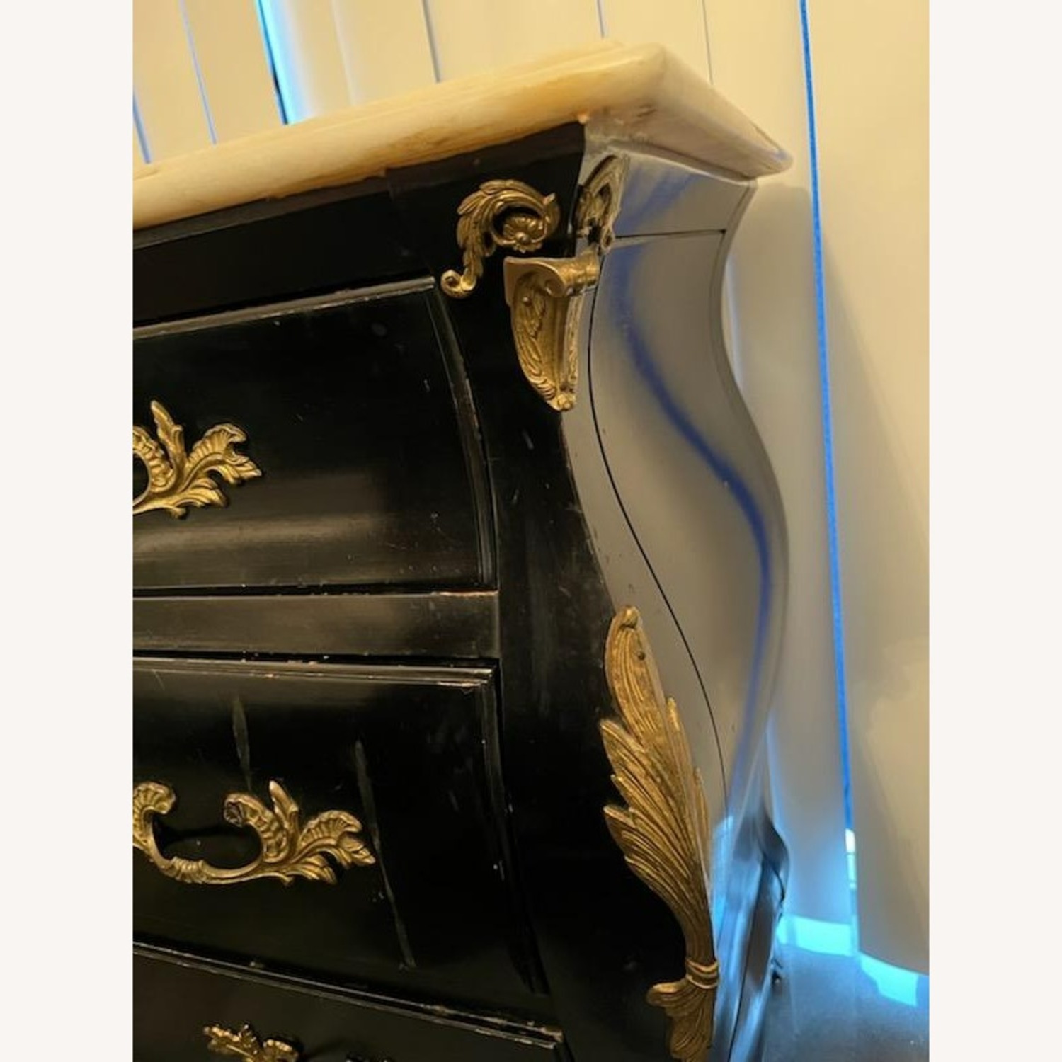 Marble Top Black Lacquer Bombay Dresser - image-4