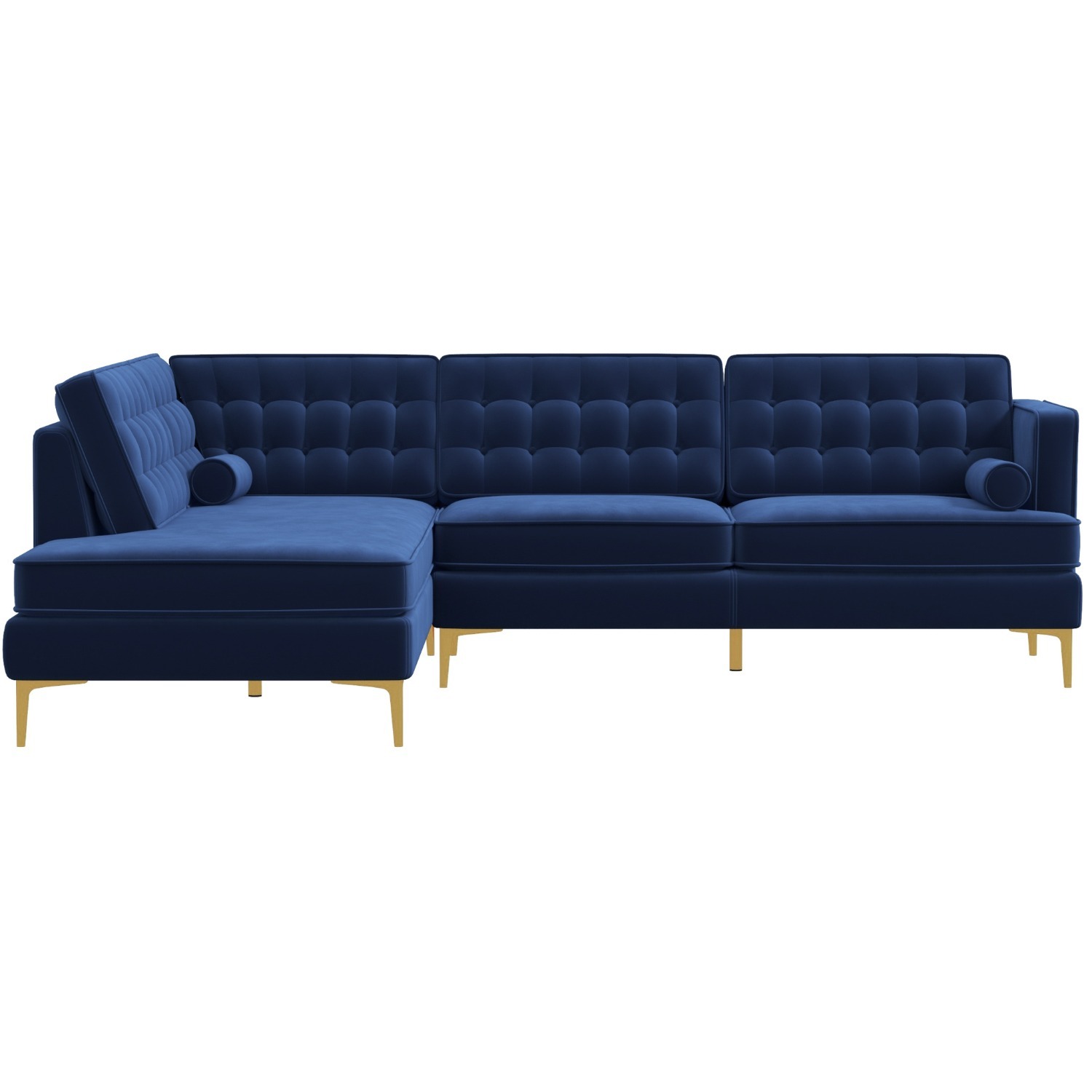 Caleb Blue Velvet Sectional Sofa - image-4