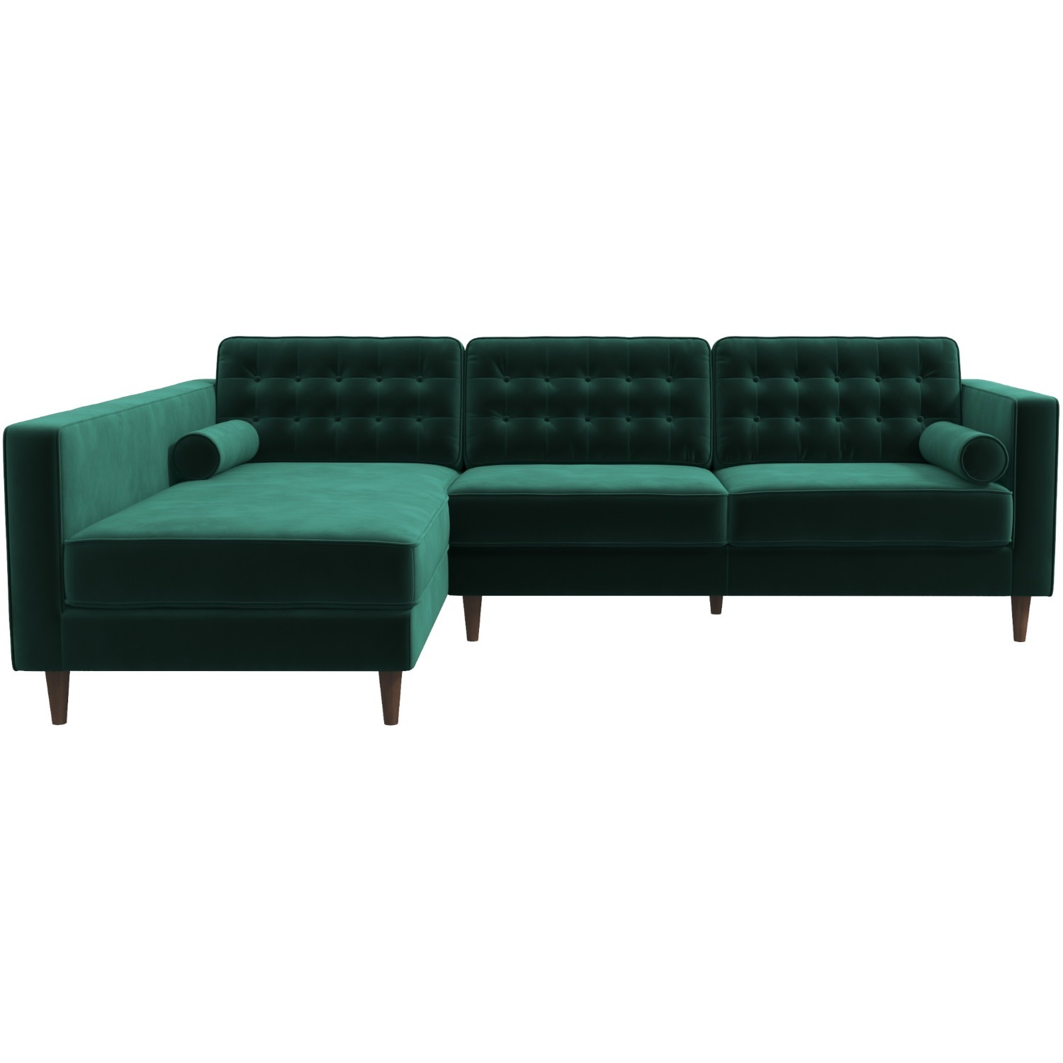 Olson Green Velvet Sectional Sofa Left Chaise - image-5