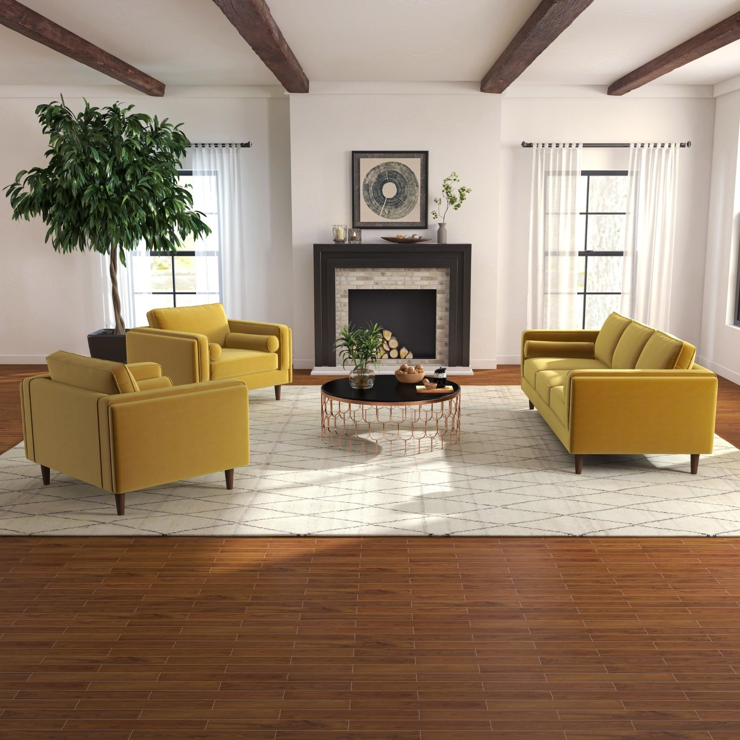 Fordham Gold Velvet Lounge Chair - image-2