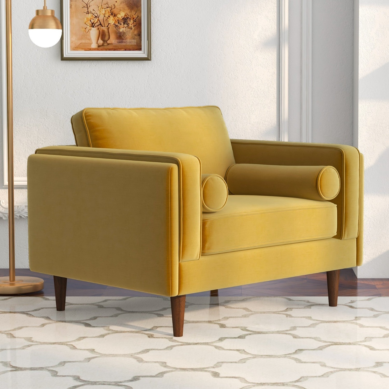 Fordham Gold Velvet Lounge Chair - image-3