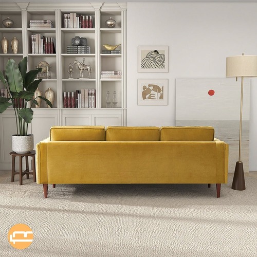 Used Fordham Yellow Velvet Sofa for sale on AptDeco