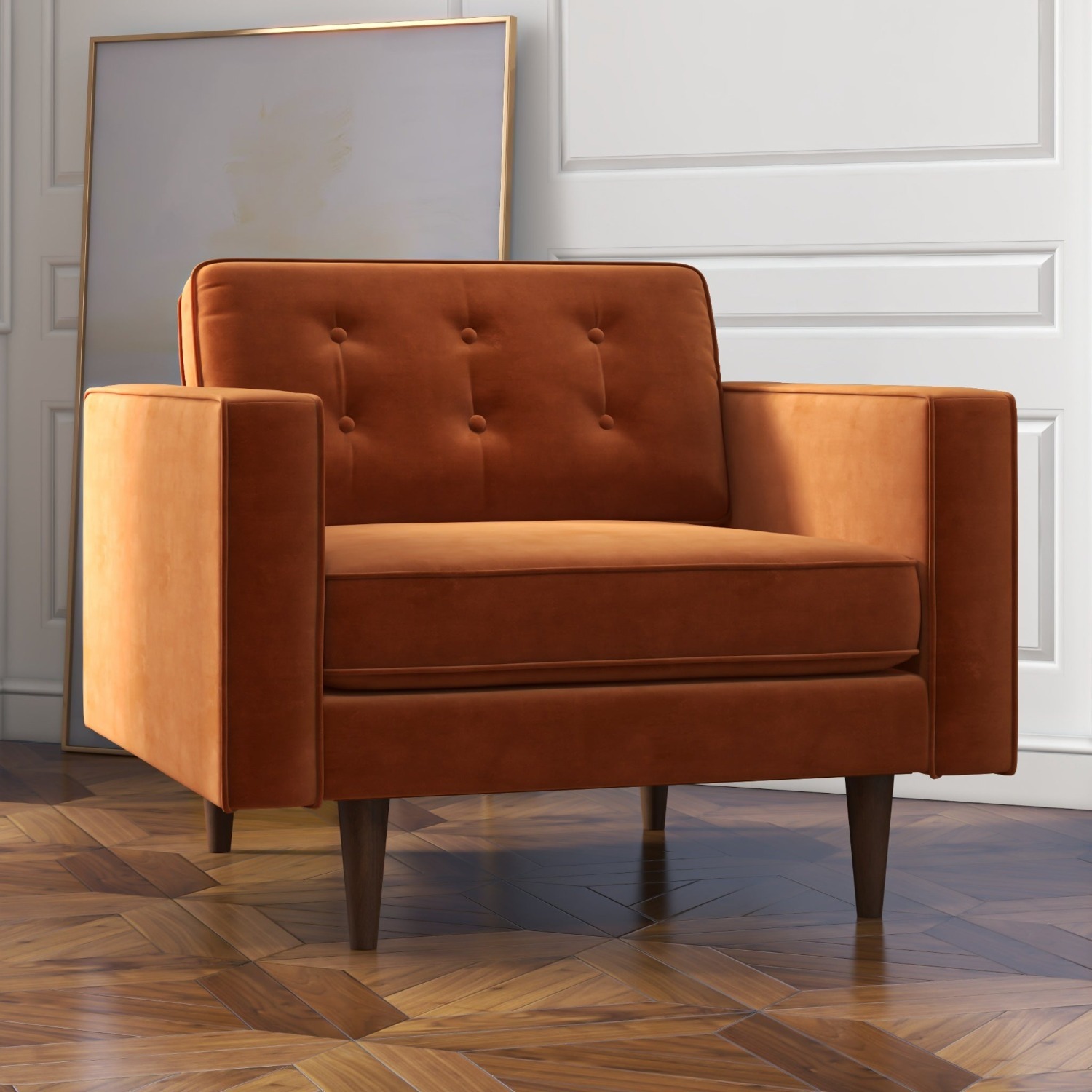 Kirby Lounge Chair Burnt Orange Velvet - image-0