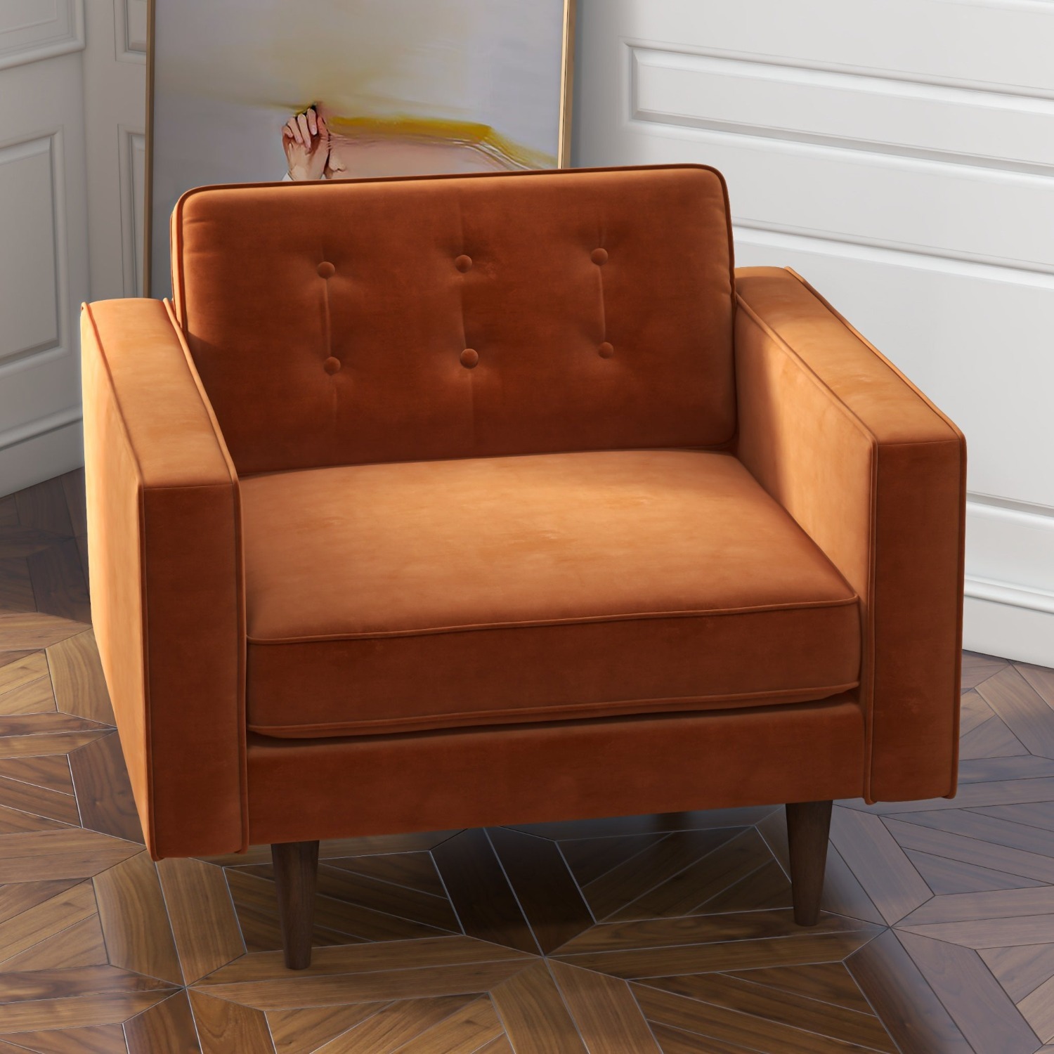 Kirby Lounge Chair Burnt Orange Velvet - image-5