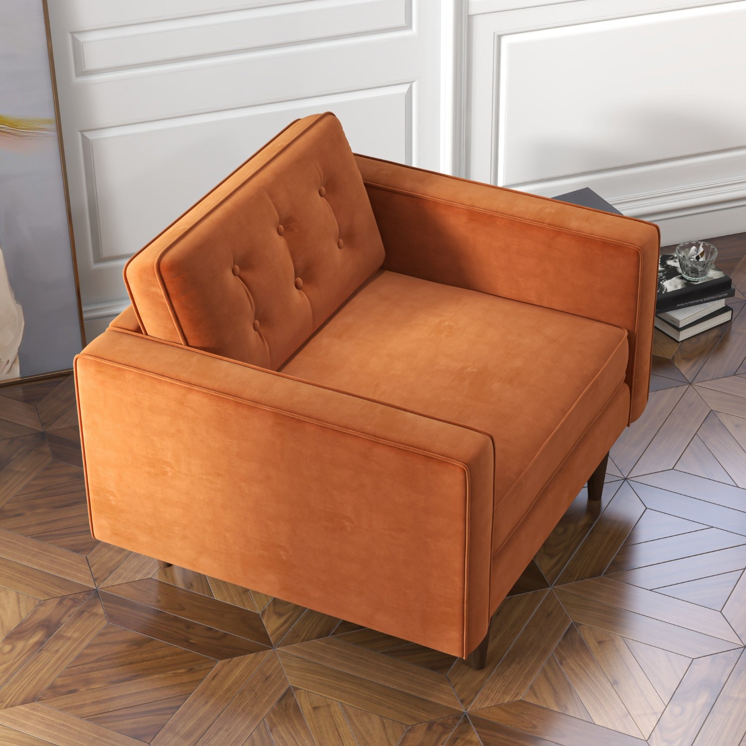 Kirby Lounge Chair Burnt Orange Velvet - image-3