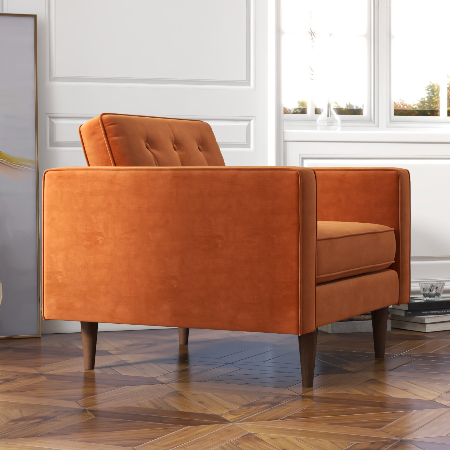Kirby Lounge Chair Burnt Orange Velvet - image-2
