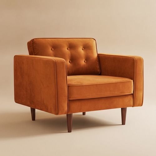Used Kirby Lounge Chair Burnt Orange Velvet for sale on AptDeco