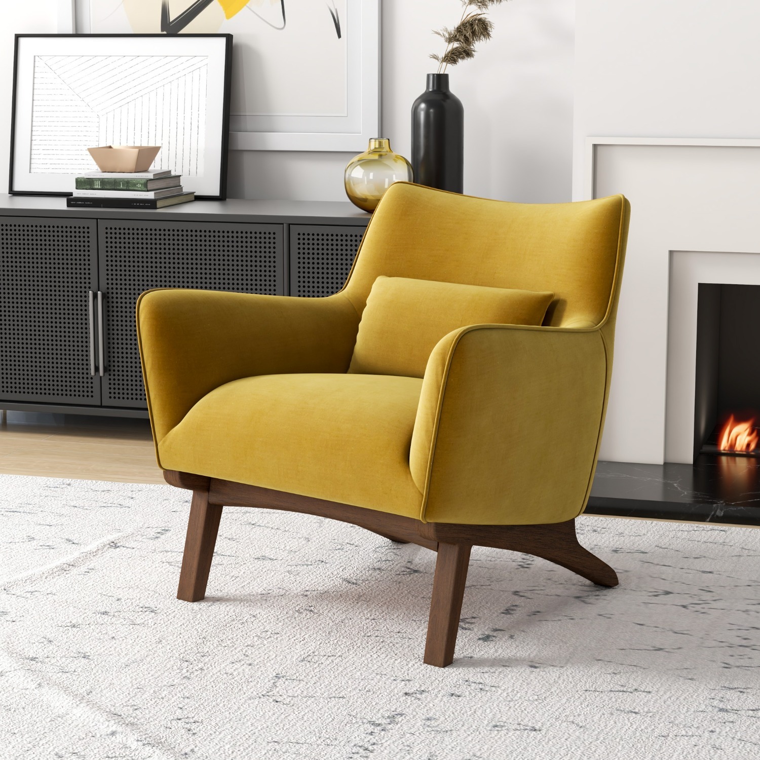 Casper Gold Velvet Lounge Chair - image-1