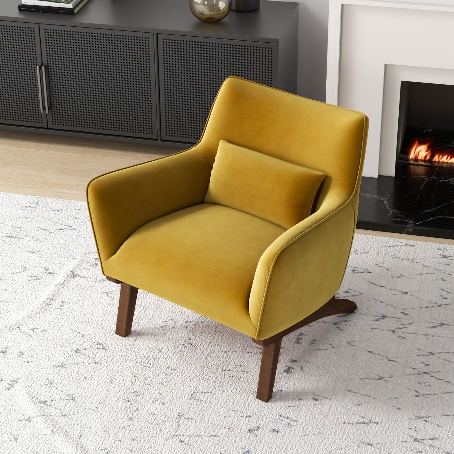 Casper Gold Velvet Lounge Chair - image-0