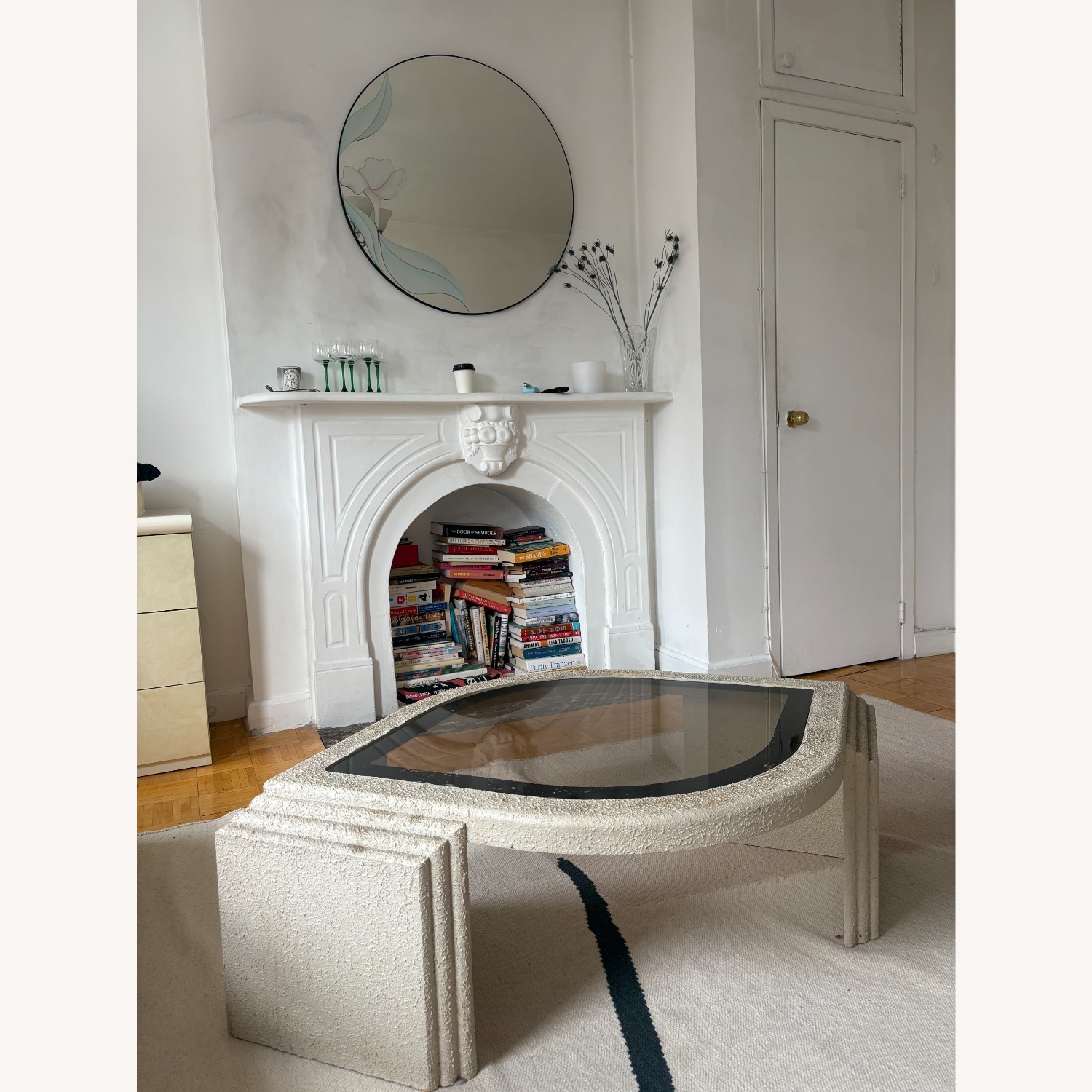Glass Top Concrete Coffee Table - image-3