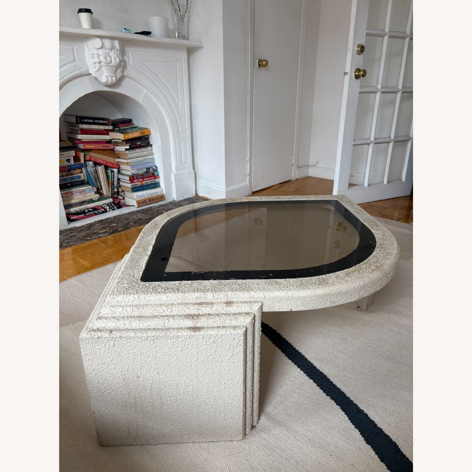 Glass Top Concrete Coffee Table - image-4