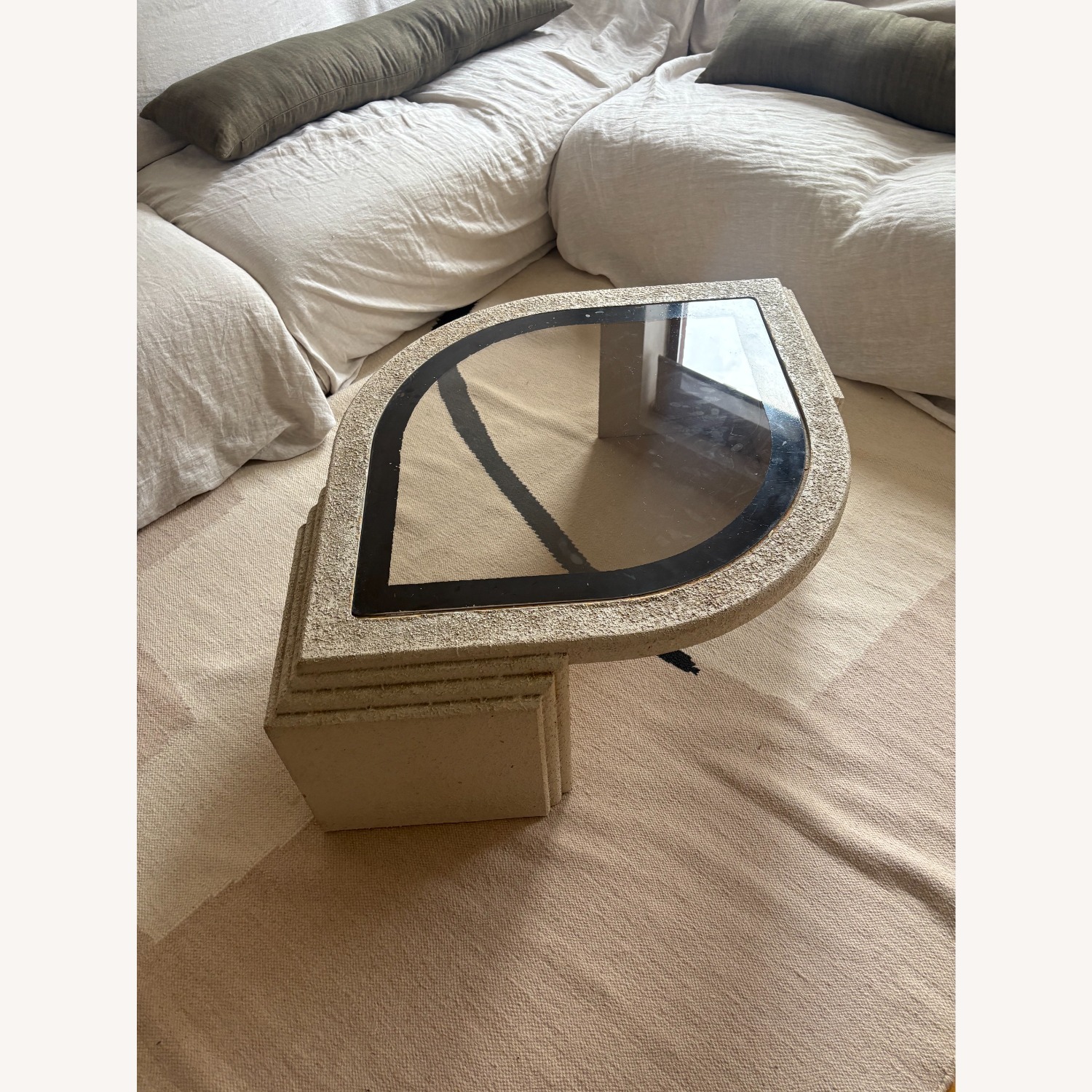 Glass Top Concrete Coffee Table - image-2