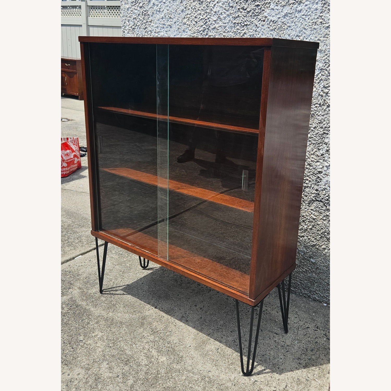 1970s Wood Cabinet With Glass Sliding Doors - image-3
