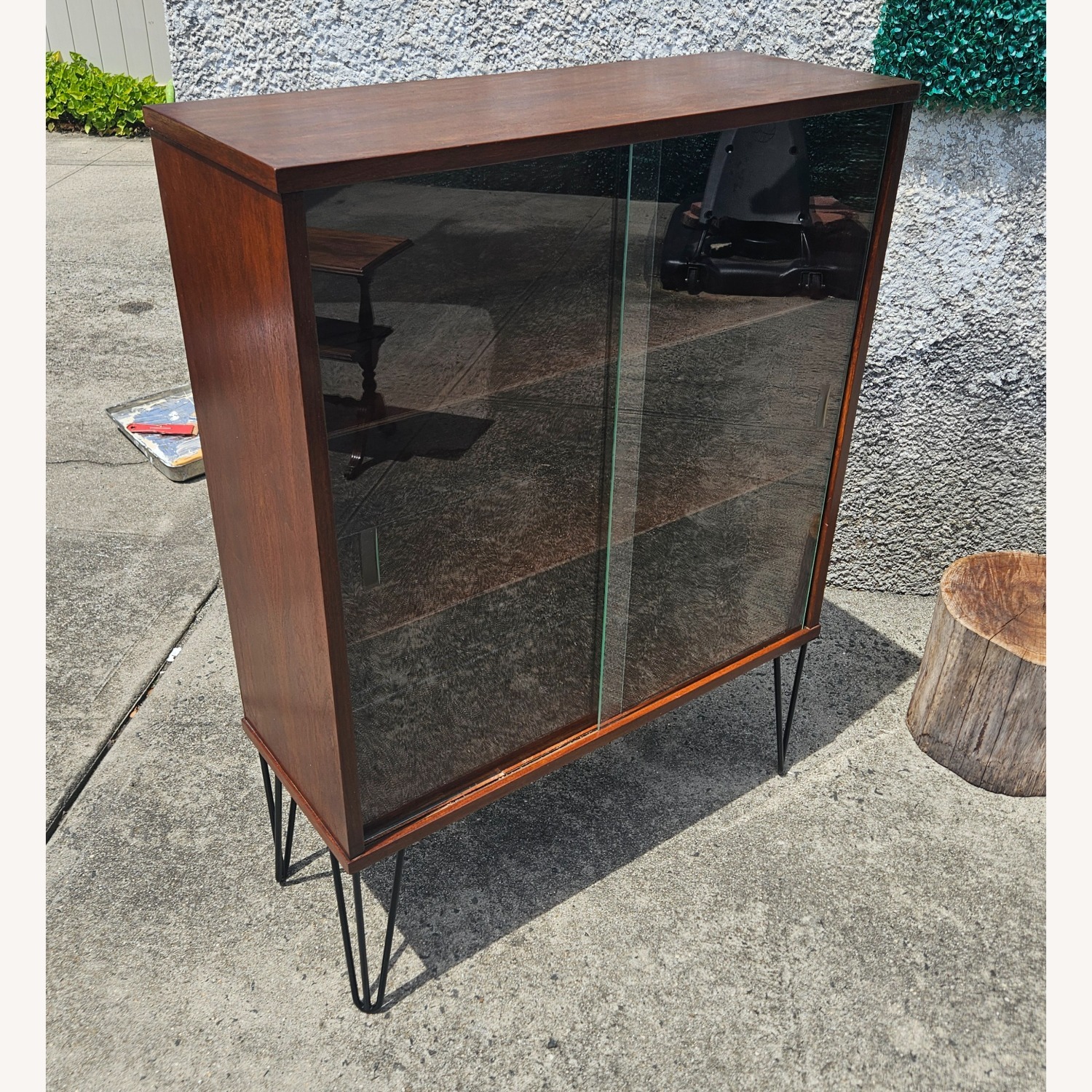 1970s Wood Cabinet With Glass Sliding Doors - image-5