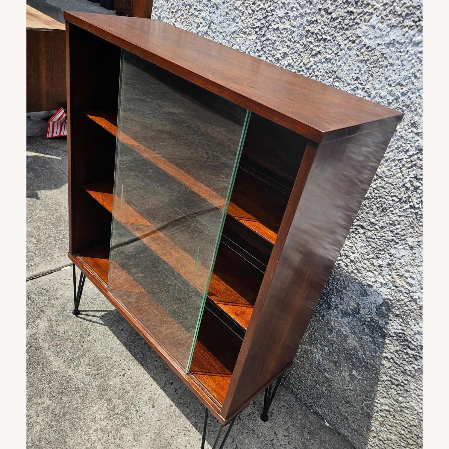 1970s Wood Cabinet With Glass Sliding Doors - image-7