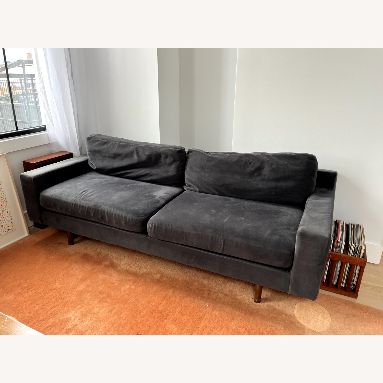 West Elm Eddy 82" Sofa, Performance Velvet, Shadow - image-1