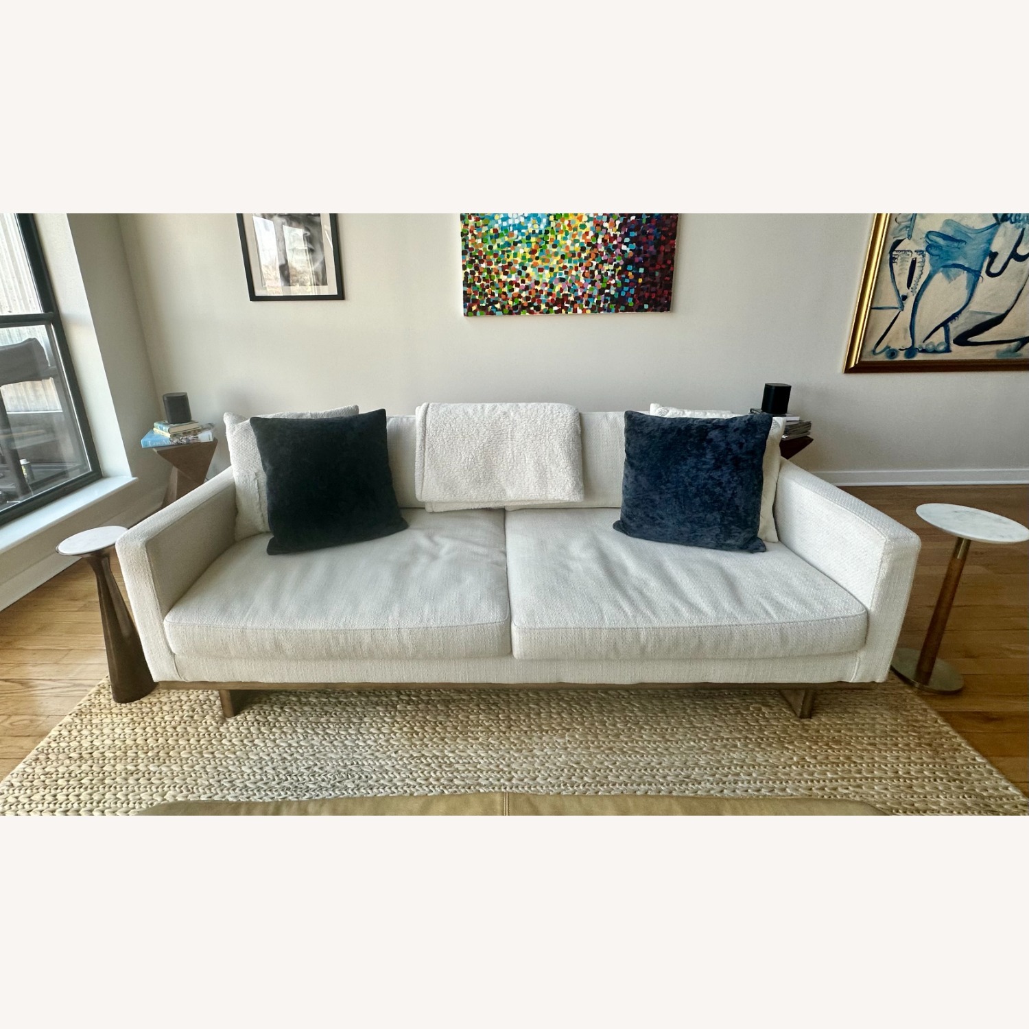 Ethan Modern Classic Cream Performance Cushion Back Sofa  - image-1