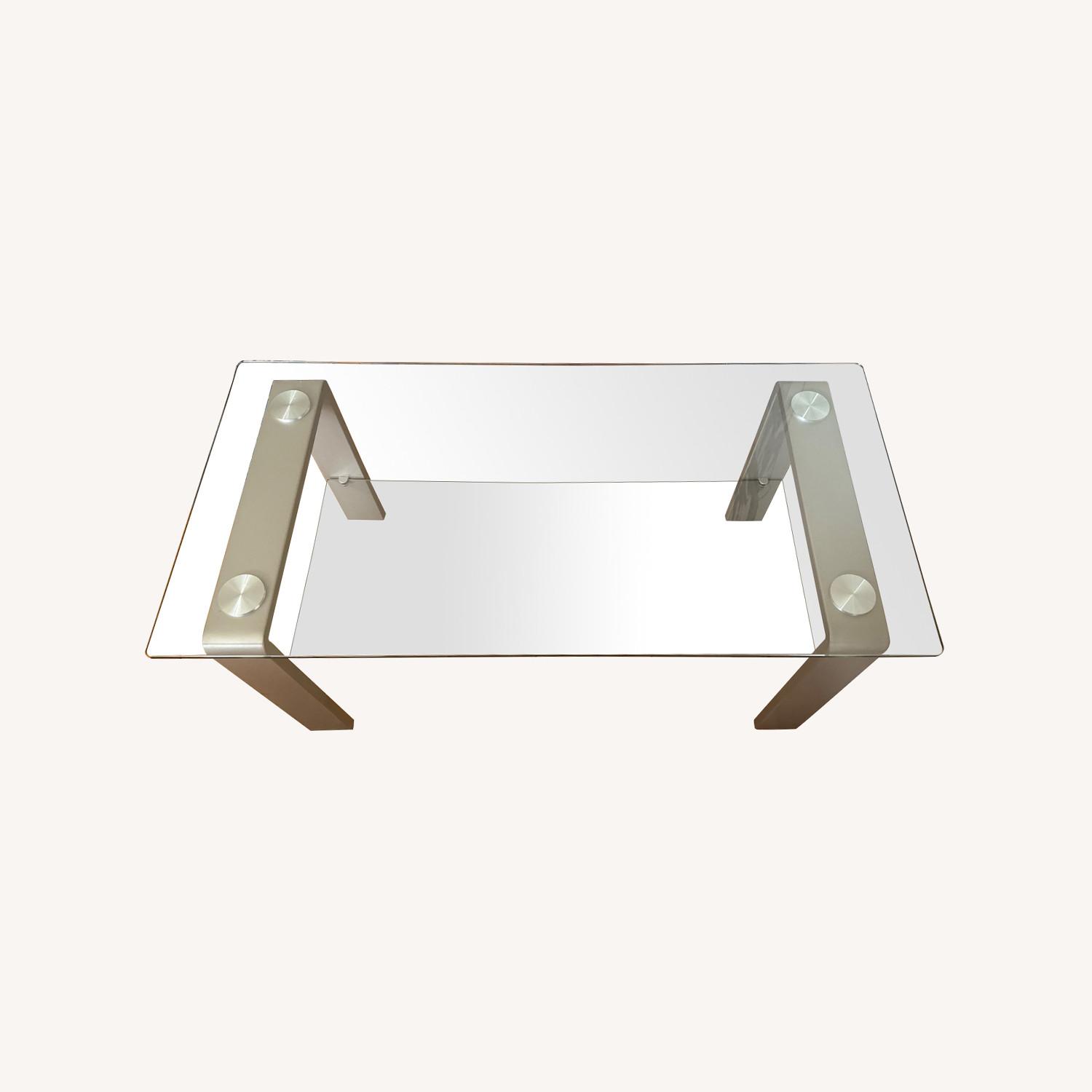Wide Rectangular Table in Nickel - image-0