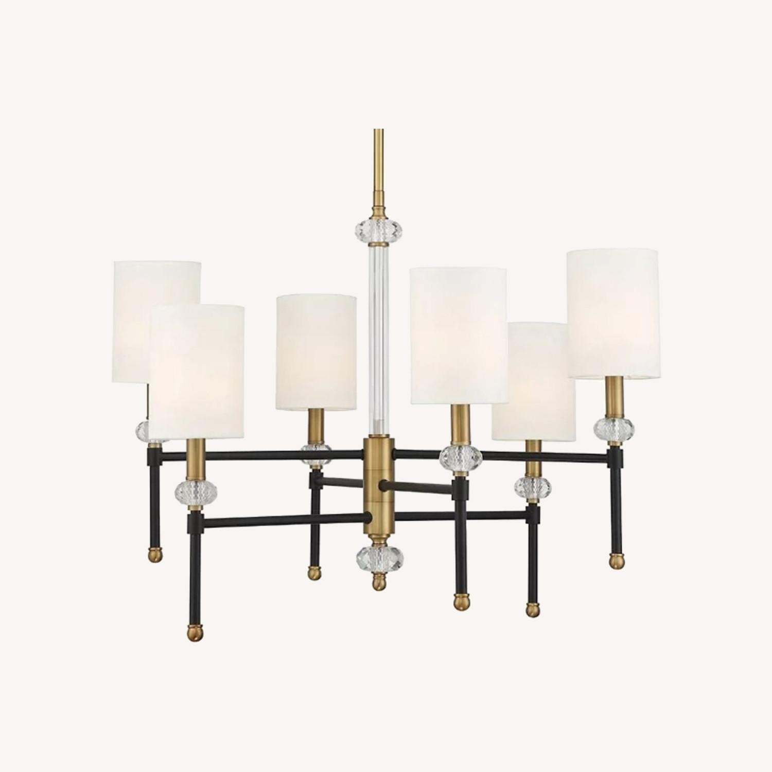 Savoy House 28' Black/Brass Chandelier & Sconces - image-0