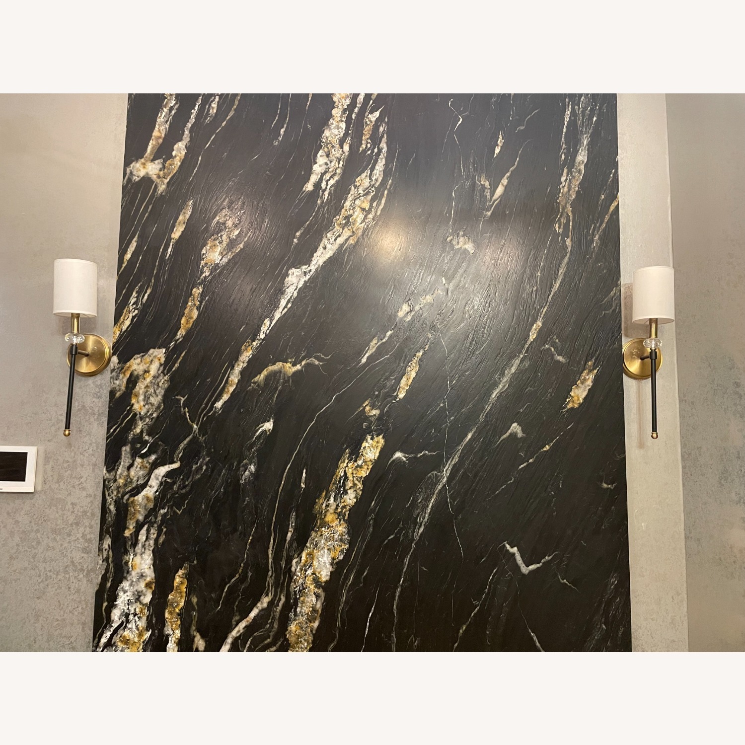 Savoy House 28' Black/Brass Chandelier & Sconces - image-3