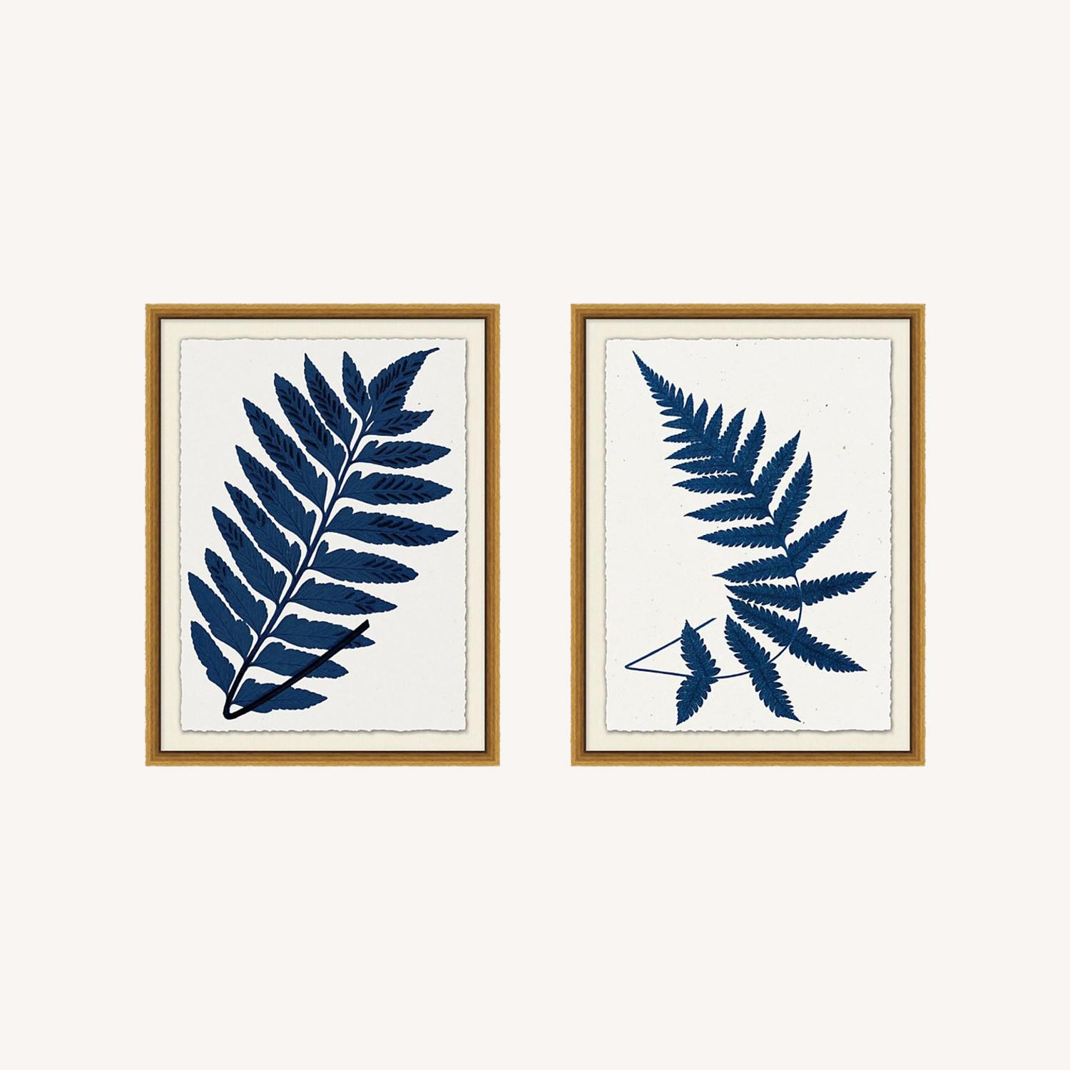 Ballard Designs Indigo Fern Leaf Art - image-0