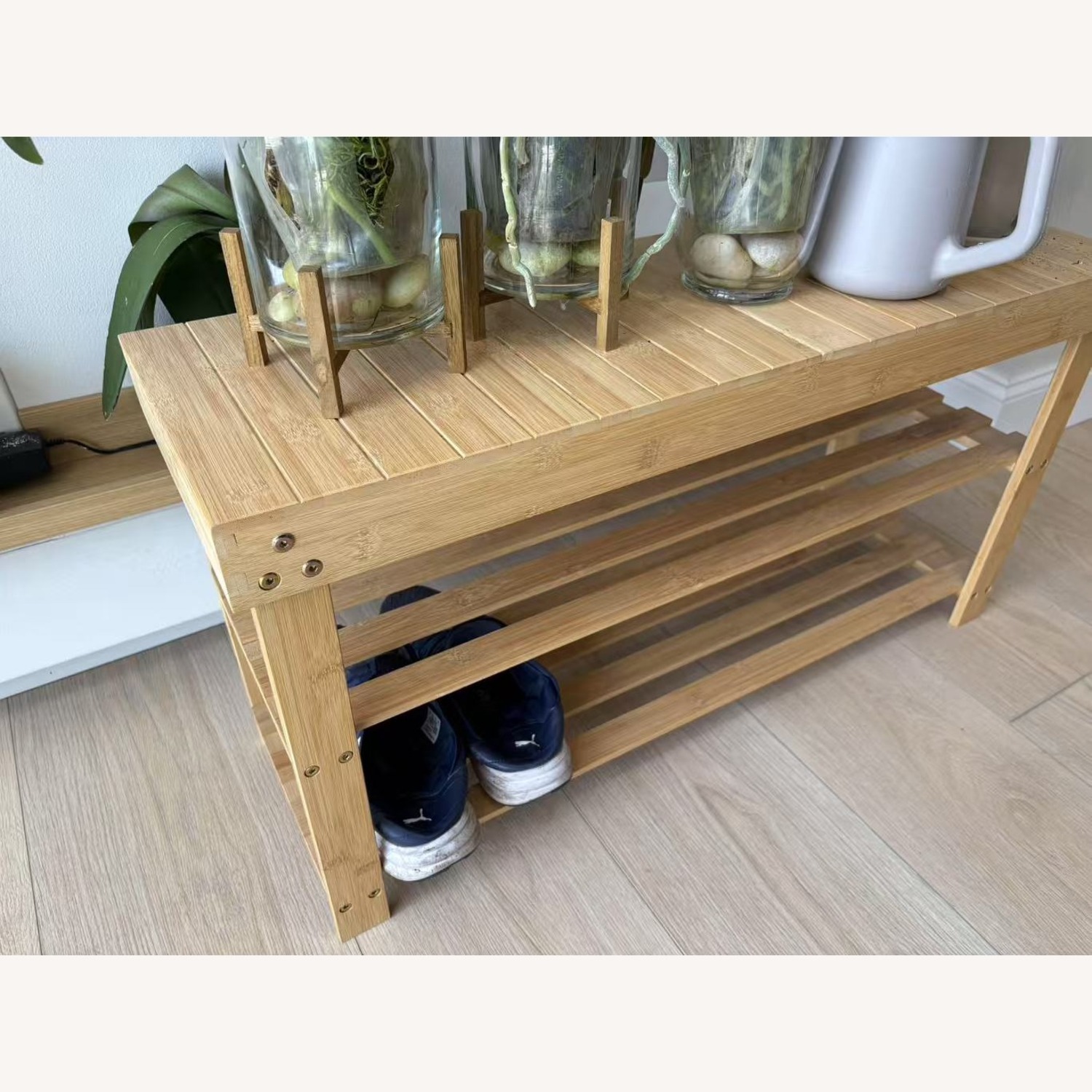 Bamboo Shoe Rack Bench/Plant Stand - image-2